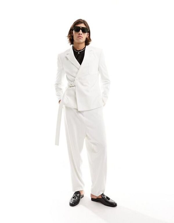 【送料無料】 エイソス メンズ カジュアルパンツ ボトムス ASOS DESIGN balloon suit pants in white WHITE