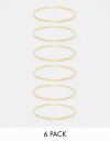 エイソス 【送料無料】 エイソス レディース ブレスレット・バングル・アンクレット アクセサリー ASOS DESIGN Curve pack of 6 bangle bracelets in slim design in gold Gold