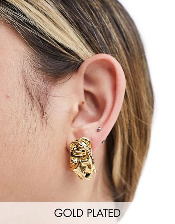 エイソス 【送料無料】 エイソス レディース ピアス・イヤリング アクセサリー ASOS DESIGN 14k gold plated stud earrings with molten texture detail Gold
