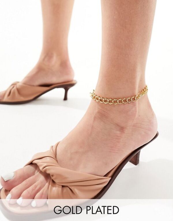 エイソス 【送料無料】 エイソス レディース ブレスレット・バングル・アンクレット アクセサリー ASOS DESIGN 14k gold plated anklet with textured chain detail Gold