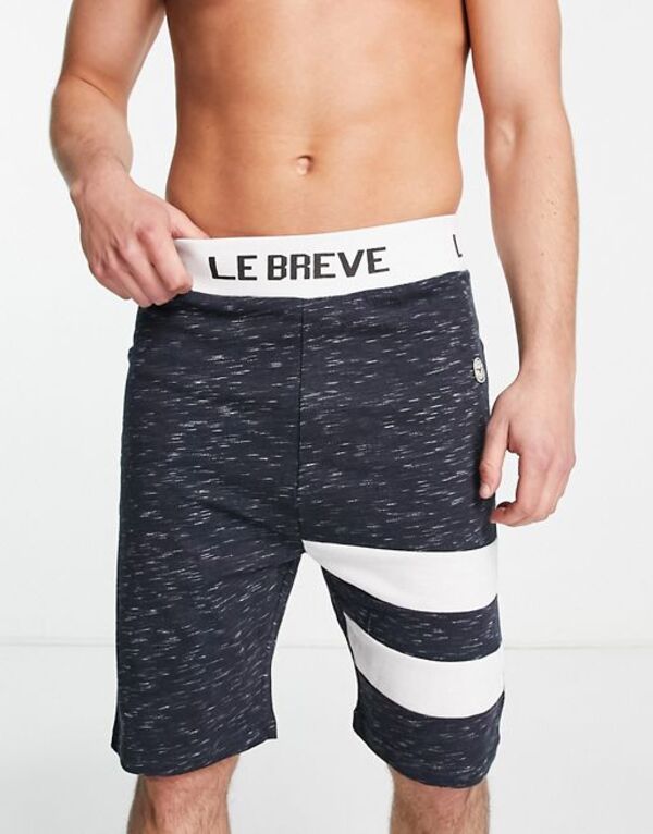 【送料無料】 ル ブレーベ メンズ ハーフパンツ・ショーツ ボトムス Le Breve lounge stripe shorts in navy and white - part of a set Navy