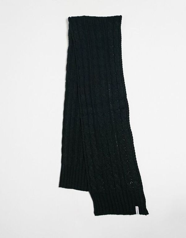 【送料無料】 ファーラー メンズ マフラー・ストール・スカーフ アクセサリー Farah logo cable knit scarf in black Black