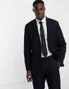 yz j[bN Y WPbgEu] AE^[ New Look slim suit jacket in navy tonal check Navy