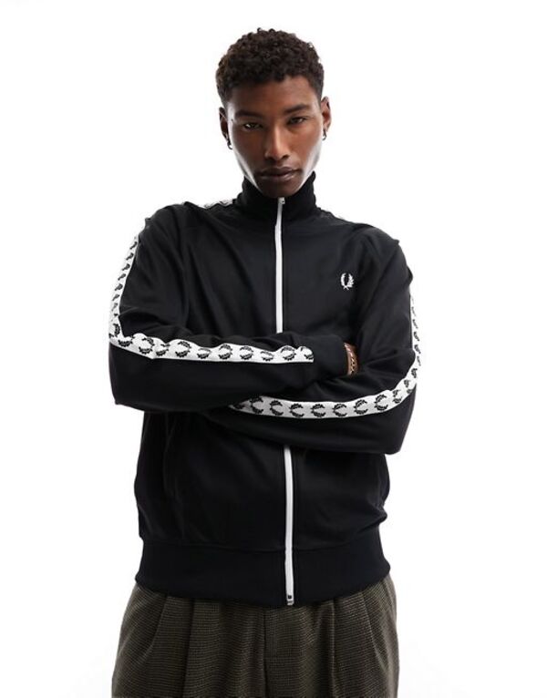 フレッドペリー ジャケット メンズ 【送料無料】 フレッドペリー メンズ ジャケット・ブルゾン アウター Fred Perry side taped track jacket in black Black