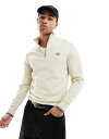 【送料無料】 フレッドペリー メンズ パーカー・スウェット アウター Fred Perry half zip sweatshirt in ecru WHITE