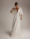 エイソス 【送料無料】 エイソス レディース ワンピース トップス ASOS DESIGN Amelia cutwork embroidered wedding dress with kimono sleeve Ivory