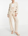 トップショップ 【送料無料】 トップショップ レディース ジャケット・ブルゾン アウター Topshop Tailored double breasted linen-blend blazer in stone- part of a set STONE