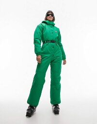 トップショップ 【送料無料】 トップショップ レディース ジャケット・ブルゾン アウター Topshop Sno ski suit with hood and belt in green GREEN