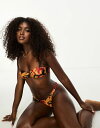 【送料無料】 モーテル レディース トップのみ 水着 Motel panave ruched cup bikini top in floral sunset print Multi