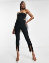  ミスセルフフリッジ レディース ワンピース トップス Miss Selfridge bengaline cut out jumpsuit in black Black