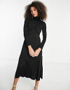 yz AhAU[Xg[[Y fB[X s[X gbvX & Other Stories satin high midaxi dress with drape chest detail in black Black