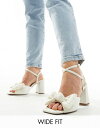 【送料無料】 エイソス レディース サンダル シューズ ASOS DESIGN Wide Fit Hitched bow detail mid block heeled sandals in ivory IVORY