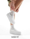 【送料無料】 エイソス レディース スニーカー シューズ ASOS DESIGN Wide Fit Dice slip on flatform sneakers in white WHITE