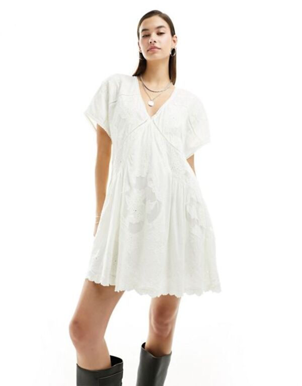 フリーピープル 【送料無料】 フリーピープル レディース ワンピース トップス Free People eyelet insert mini dress in ivory IVORY