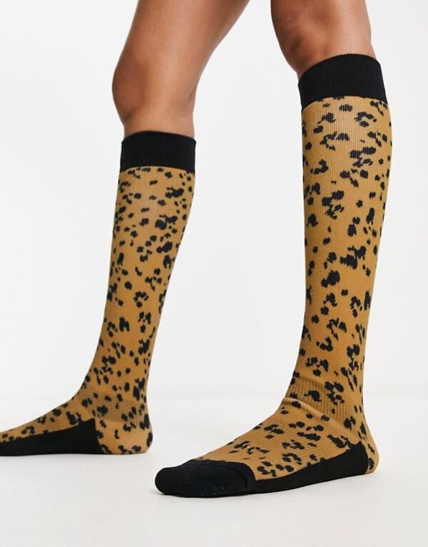 yz veXg fB[X C A_[EFA Protest Kahili active snow socks in brown leopard print Fudge camel