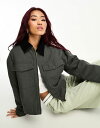 yz GC\X fB[X WPbgEu] AE^[ ASOS DESIGN cropped canvas jacket in charcoal Charcoal