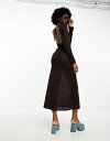 【送料無料】 モーテル レディース ワンピース トップス Motel pointelle boho maxi dress in coffee brown BROWN