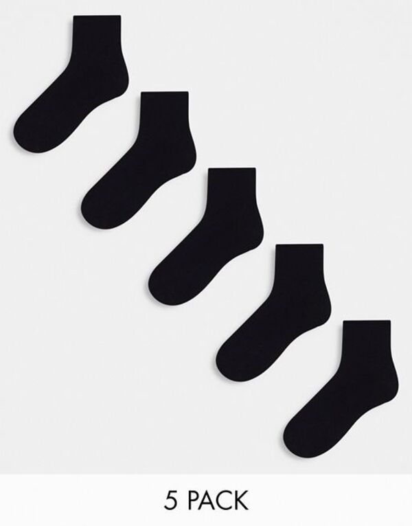 yz GC\X fB[X C A_[EFA ASOS DESIGN 5-pack ankle socks in black Black