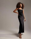 エイソス 【送料無料】 エイソス レディース ワンピース トップス ASOS DESIGN satin square neck maxi dress in black Black