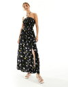 yz GC\X fB[X s[X gbvX ASOS DESIGN shirred halter neck maxi dress in black floral Black floral