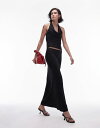 トップショップ 【送料無料】 トップショップ レディース スカート ボトムス Topshop Jacquard mid-rise bias maxi skirt in black - part of a set Black