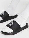 【送料無料】 オリジナルペンギン メンズ サンダル シューズ Original Penguin logo sliders in black Black/white 884