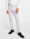 エイソス 【送料無料】 エイソス メンズ カジュアルパンツ ボトムス ASOS DESIGN skinny wool mix pants in basketweave texture in lilac LILAC