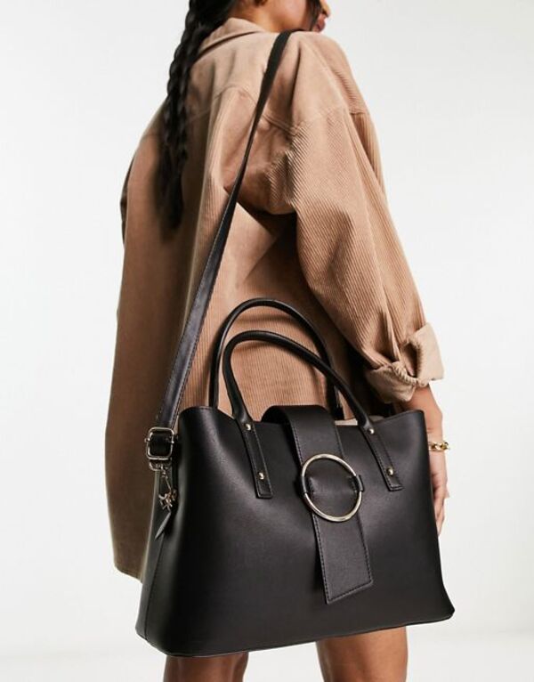 【送料無料】 エイソス レディース トートバッグ バッグ ASOS DESIGN tote bag with ring detail Black