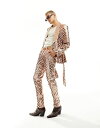 【送料無料】 エイソス メンズ カジュアルパンツ ボトムス ASOS DESIGN skinny suit pants in diamond sequin in champagne GOLD