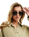 エイソス 【送料無料】 エイソス レディース サングラス・アイウェア アクセサリー ASOS DESIGN metal aviator sunglasses in gold Gold