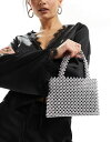 yz GC\X fB[X Nb`obO obO ASOS DESIGN beaded mini ball grab clutch bag in silver SILVER