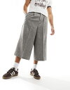 エイソス 【送料無料】 エイソス メンズ カジュアルパンツ ボトムス ASOS DESIGN smart cropped pants in gray micro texture ECRU