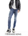 エイソス 【送料無料】 エイソス メンズ デニムパンツ ジーンズ ボトムス ASOS DESIGN skinny jeans with abrasions in mid wash blue Mid wash blue