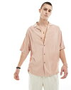 【送料無料】 エイソス メンズ シャツ トップス ASOS DESIGN 90s oversized fit viscose shirt with revere collar in dusty pink Dusty pink