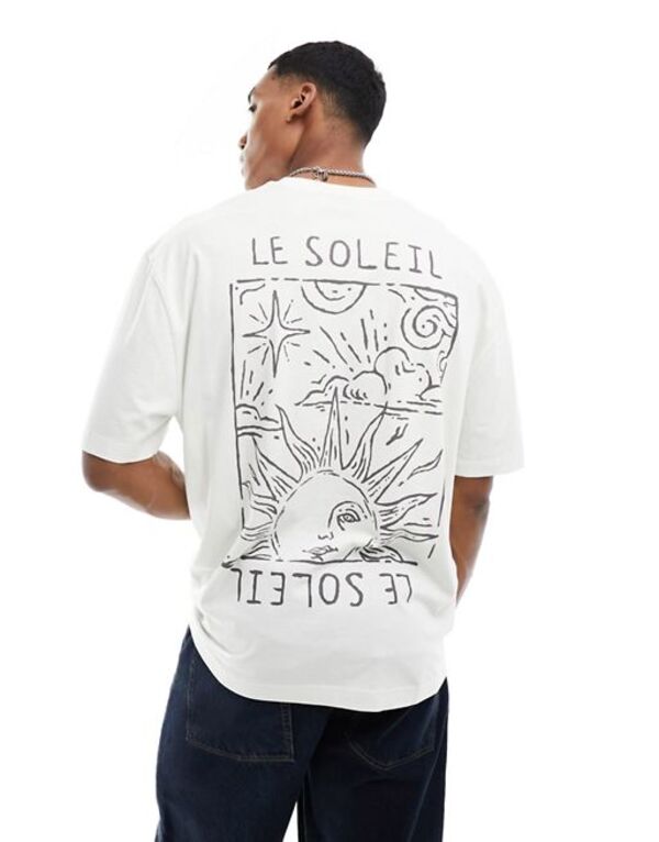 【送料無料】 エイソス メンズ Tシャツ トップス ASOS DESIGN oversized T-shirt in ecru with sun back print ECRU