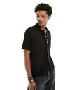 【送料無料】 オールセインツ メンズ シャツ トップス AllSaints Sortie crochet shirt in black Liquorice black