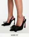 エイソス 【送料無料】 エイソス レディース パンプス シューズ ASOS DESIGN Wide Fit Princess bow slingback high shoes in black Black