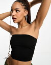  モンキ レディース シャツ トップス Monki strapless top in black Black