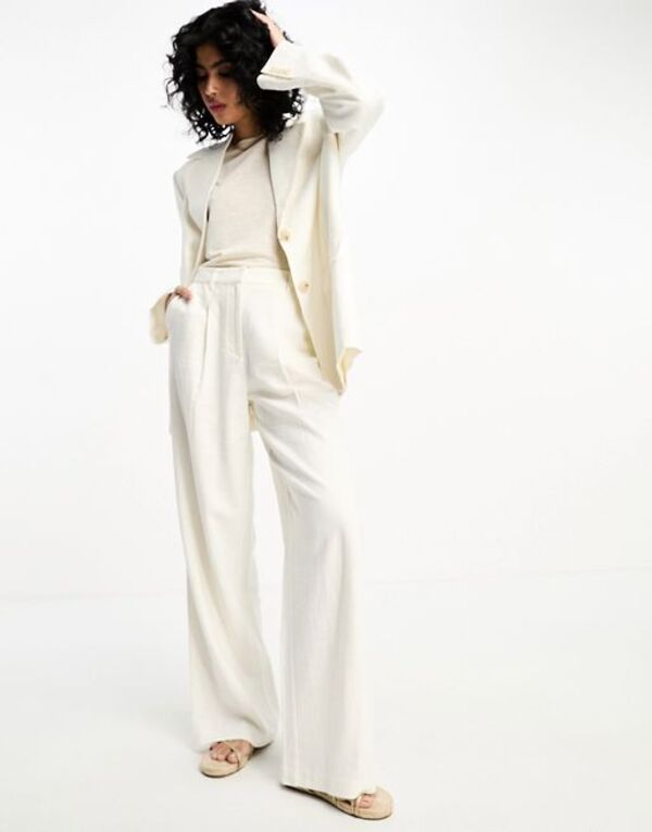  エヌ エー ケイ ディ レディース カジュアルパンツ ボトムス NA-KD x Lima Che high waist tailored pants in white - part of a set White