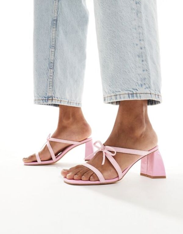  ロンドンレベル レディース サンダル シューズ London Rebel bow heel sandals in pink PINK