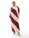 エイソス 【送料無料】 エイソス レディース ワンピース トップス ASOS DESIGN Curve high neck stripe maxi dress in beige and berry stripe Berry stripe