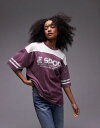  トップショップ レディース Tシャツ トップス Topshop graphic Le sports oversized tee in burgundy - part of a set Burgundy