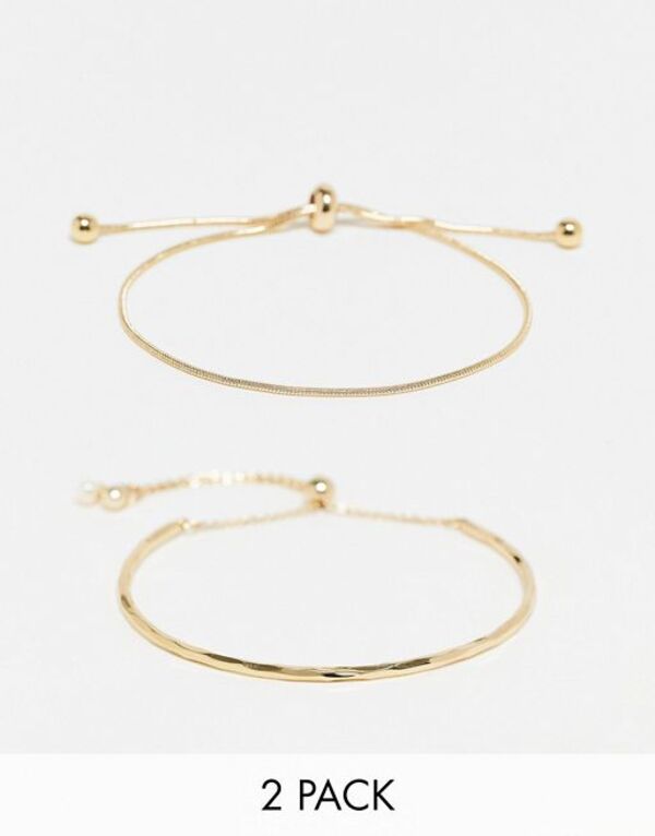 エイソス 【送料無料】 エイソス レディース ブレスレット・バングル・アンクレット アクセサリー ASOS DESIGN pack of 2 bracelets with simple toggle detail in gold tone GOLD