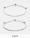 エイソス 【送料無料】 エイソス レディース ブレスレット・バングル・アンクレット アクセサリー ASOS DESIGN pack of 2 bracelets with simple toggle detail in silver tone Silver