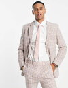 エイソス 【送料無料】 エイソス メンズ ジャケット・ブルゾン アウター ASOS DESIGN super skinny suit jacket in pastel pink and blue micro check Pastel pink