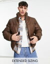 エイソス 【送料無料】 エイソス メンズ ジャケット・ブルゾン ダウンジャケット アウター ASOS DESIGN cropped faux leather puffer jacket in brown BROWN