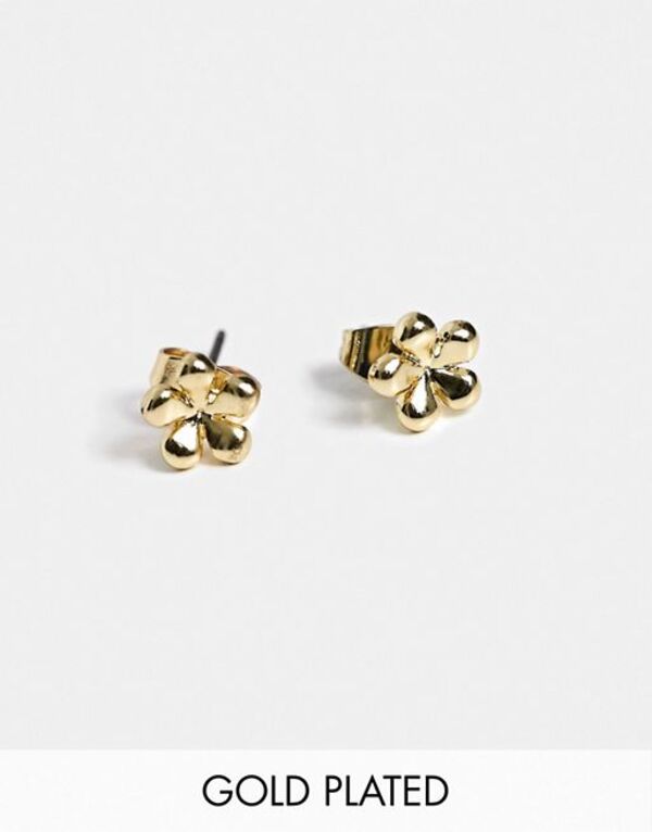 yz s[V[Y fB[X sAXECO ANZT[ Pieces Exclusive 18k plated flower studs in gold GOLD