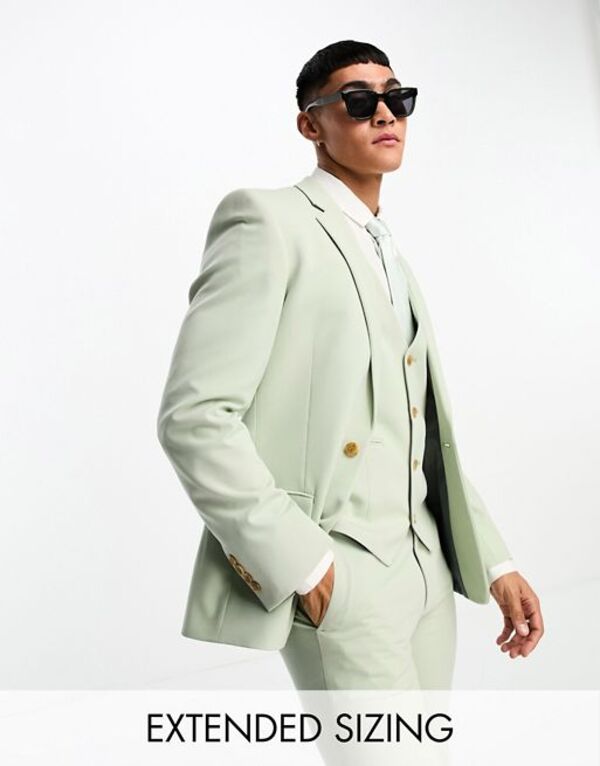 エイソス 【送料無料】 エイソス メンズ ジャケット・ブルゾン アウター ASOS DESIGN super skinny suit jacket in sage Sage Green