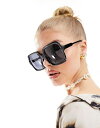 【送料無料】 ジーパーズ ピーパーズ レディース サングラス・アイウェア アクセサリー Jeepers Peepers oversized square sunglasses in black Black