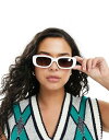 【送料無料】 エイソス レディース サングラス・アイウェア アクセサリー ASOS DESIGN mid square sunglasses in shiny white white